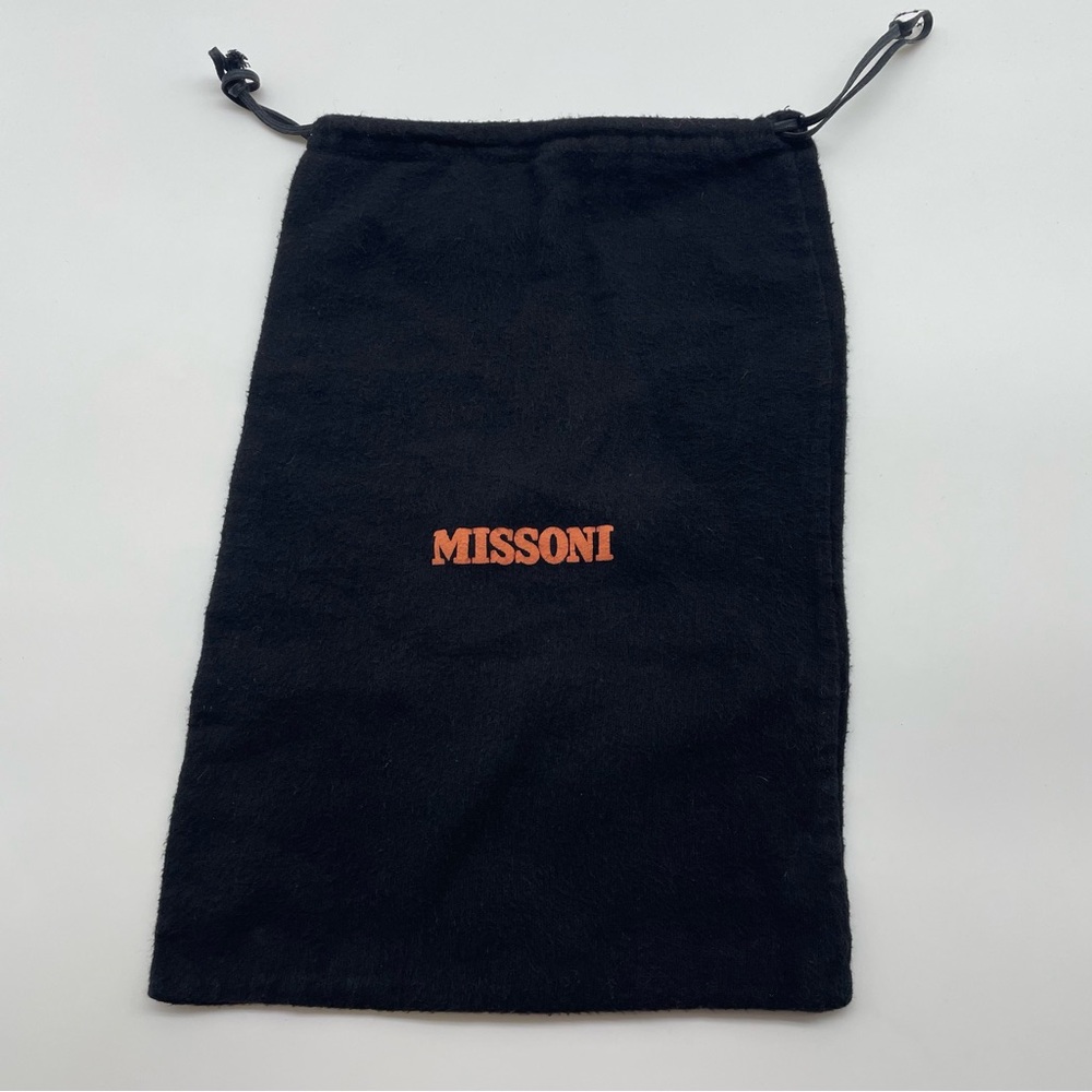 Missoni Dust Bag with Drawstring Black brushed cotton with orange logo.